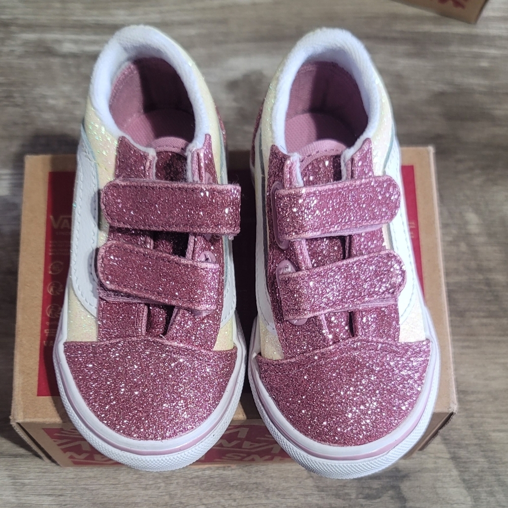(SOLD) Vans Glittery Pink and White Kids Sneakers